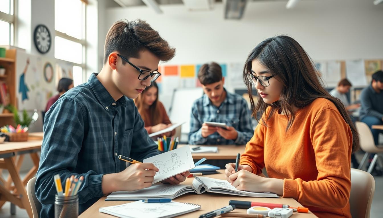 Students collaborating in study space